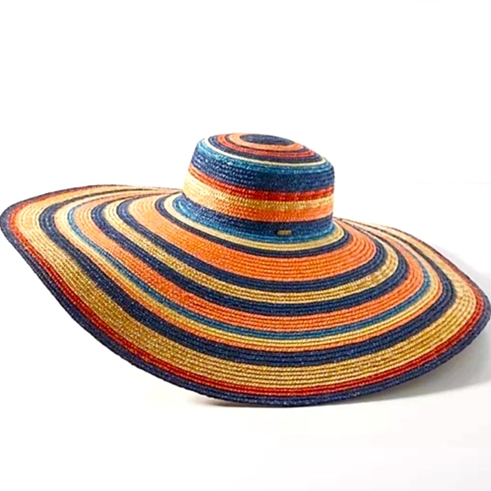 Anthropologie striped sun hat floppy straw paper